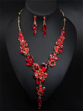 Crystal Flower Necklace Earring Set