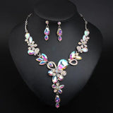 Crystal Flower Necklace Earring Set