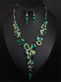 Crystal Flower Necklace Earring Set