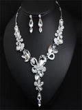 Crystal Flower Necklace Earring Set
