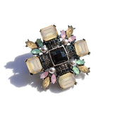 Colorful Rhinestone Baroque Cross Brooch Women Metal Style Wedding Banquet Pins
