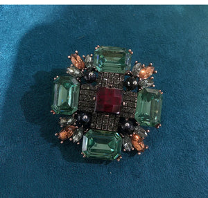 Colorful Rhinestone Baroque Cross Brooch Women Metal Style Wedding Banquet Pins