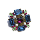 Colorful Rhinestone Baroque Cross Brooch Women Metal Style Wedding Banquet Pins