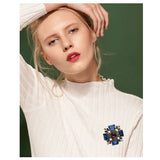 Colorful Rhinestone Baroque Cross Brooch Women Metal Style Wedding Banquet Pins