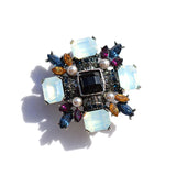 Colorful Rhinestone Baroque Cross Brooch Women Metal Style Wedding Banquet Pins