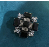 Colorful Rhinestone Baroque Cross Brooch Women Metal Style Wedding Banquet Pins