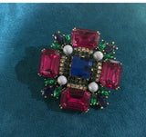 Colorful Rhinestone Baroque Cross Brooch Women Metal Style Wedding Banquet Pins