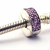 Shining Elegance Clip Charm Pink CZ 925 Silver Beads DIY Fits Bracelet