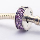 Shining Elegance Clip Charm Pink CZ 925 Silver Beads DIY Fits Bracelet