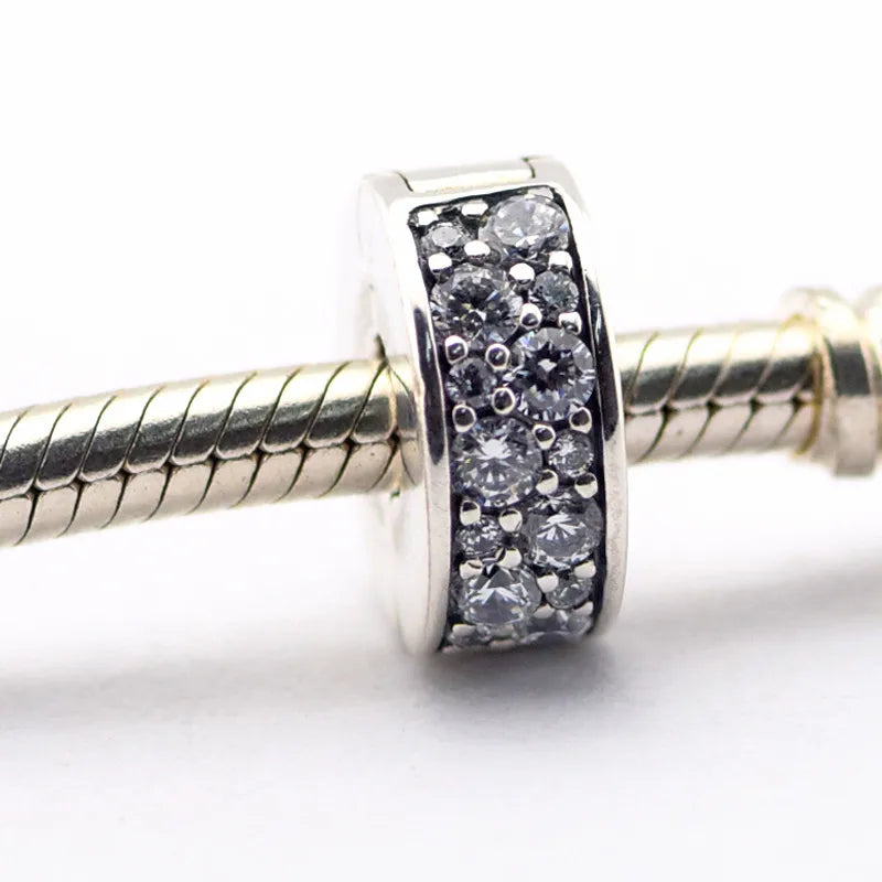 Elegant Clip Charms 925 Sterling Silver Crystal Jewelry