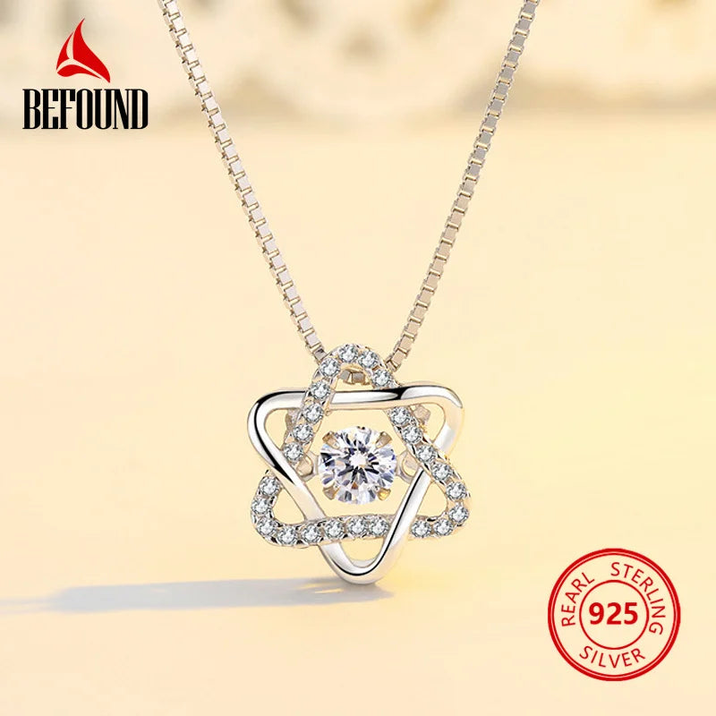 Hexagram Zircon Necklace Silver 925 Star Pendants Fine Jewelry