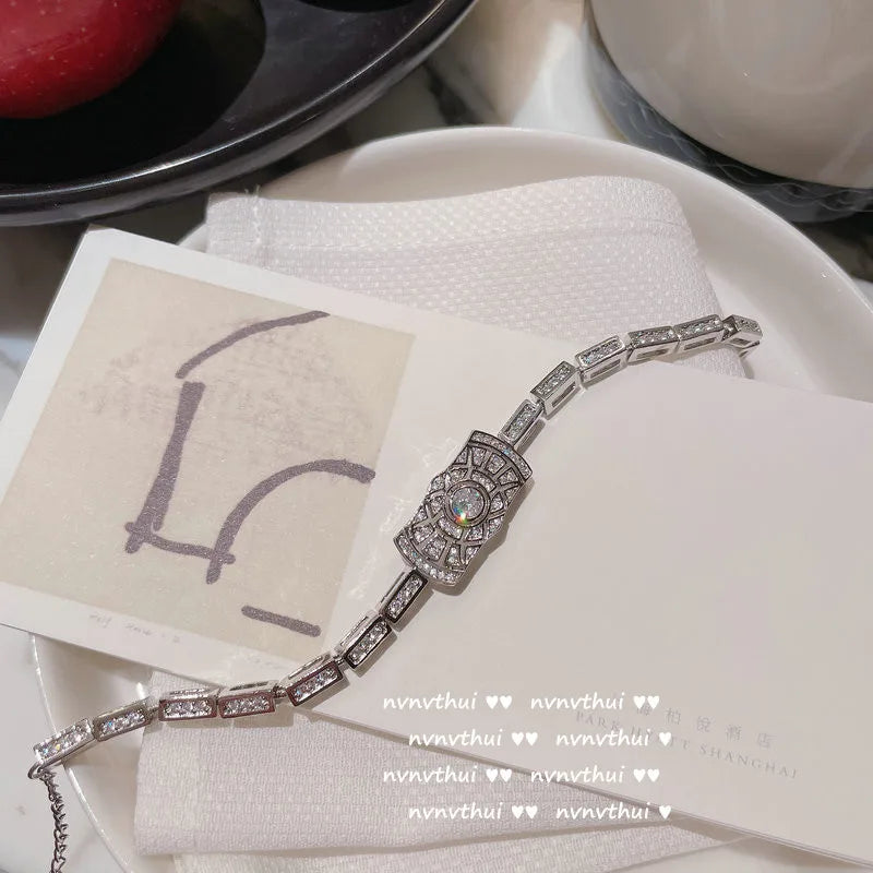 Geometric Gem Bracelet 18K Plating Moonlight Zircon Wings