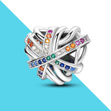 Hollow Silver Beads Fit Chain Bracelet DIY Colored CZ Charms