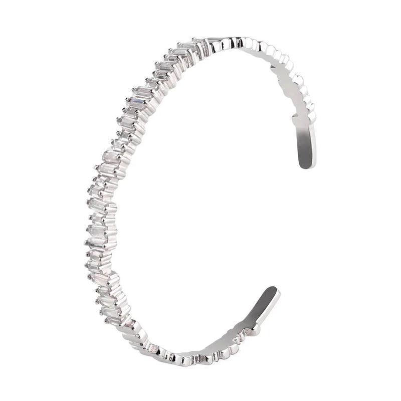 Baguette Crystal C Shape Cuff Bracelet Bangle