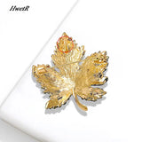 Maple Leaf Brooches 3-color Rhinestone Beauty Plants Pin