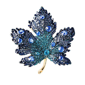 Maple Leaf Brooches 3-color Rhinestone Beauty Plants Pin