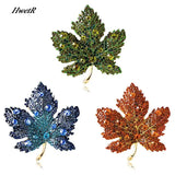 Maple Leaf Brooches 3-color Rhinestone Beauty Plants Pin