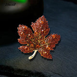 Maple Leaf Brooches 3-color Rhinestone Beauty Plants Pin