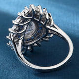 Micro Pave Zircon Water Drop Flower Ring Silver Finger Rings Women Wedding