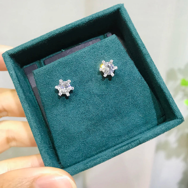 Moissanite Sun Flower Earrings 925 Silver Party Studs
