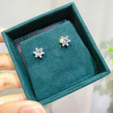 Moissanite Sun Flower Earrings 925 Silver Party Studs