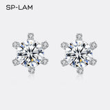 Moissanite Sun Flower Earrings 925 Silver Party Studs