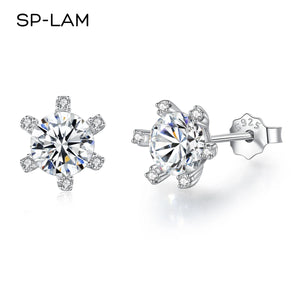 Moissanite Sun Flower Earrings 925 Silver Party Studs