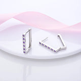 925 Silver Purple U Shape Earrings for Women Wedding Engagement