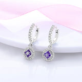 925 Silver Purple U Shape Earrings for Women Wedding Engagement