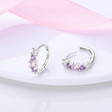 925 Silver Purple U Shape Earrings for Women Wedding Engagement