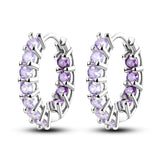 925 Silver Purple U Shape Earrings for Women Wedding Engagement