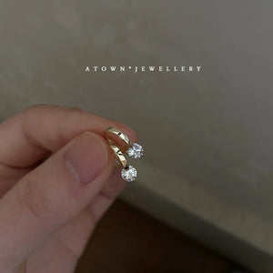 S925 Sterling Silver Earrings Single Zirconium Diamond Versatile Everyday