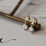 S925 Sterling Silver Earrings Single Zirconium Diamond Versatile Everyday