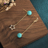 Turquoise Tassel Earrings Retro Style Jewelry Gift