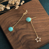 Turquoise Tassel Earrings Retro Style Jewelry Gift