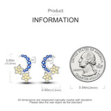 Sparkling Zircon Star Moon Stud Earrings 925 Silver Romantic Jewelry