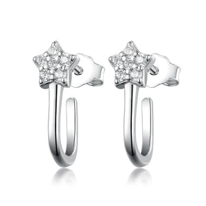 Star Stud Earrings 925 Sterling Silver Sweet Ear Jewelry for Women Party