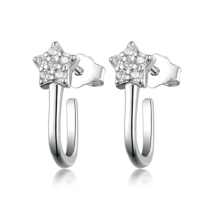 Star Stud Earrings 925 Sterling Silver Sweet Ear Jewelry for Women Party