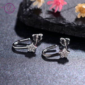 Star Stud Earrings 925 Sterling Silver Sweet Ear Jewelry for Women Party