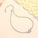 925 Silver CZ Star Anklet - Princess Chirstmas Gift