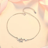 925 Silver CZ Star Anklet - Princess Chirstmas Gift