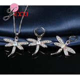 Cubic Zirconia Dragonfly Pendant Necklace Set