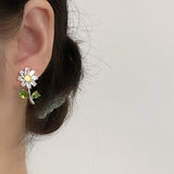 Zircon Branch Flower Earrings Delicate Jewelry Stud Earings