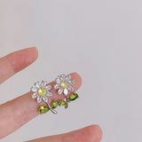 Zircon Branch Flower Earrings Delicate Jewelry Stud Earings