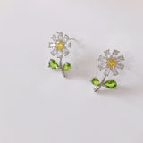 Zircon Branch Flower Earrings Delicate Jewelry Stud Earings