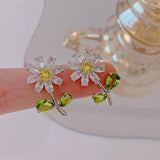 Zircon Branch Flower Earrings Delicate Jewelry Stud Earings