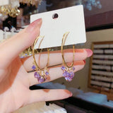 Zircon Circle Hoop Earrings Wedding Party Round Earings