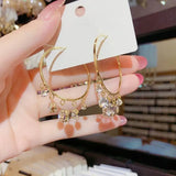Zircon Circle Hoop Earrings Wedding Party Round Earings
