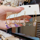 Zircon Circle Hoop Earrings Wedding Party Round Earings