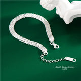 925 Silver Plated Braided Bracelet 4mm Width Italian Jewelry